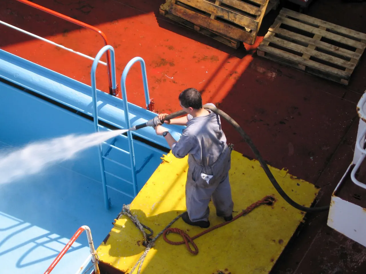 Service professional preparing equipment